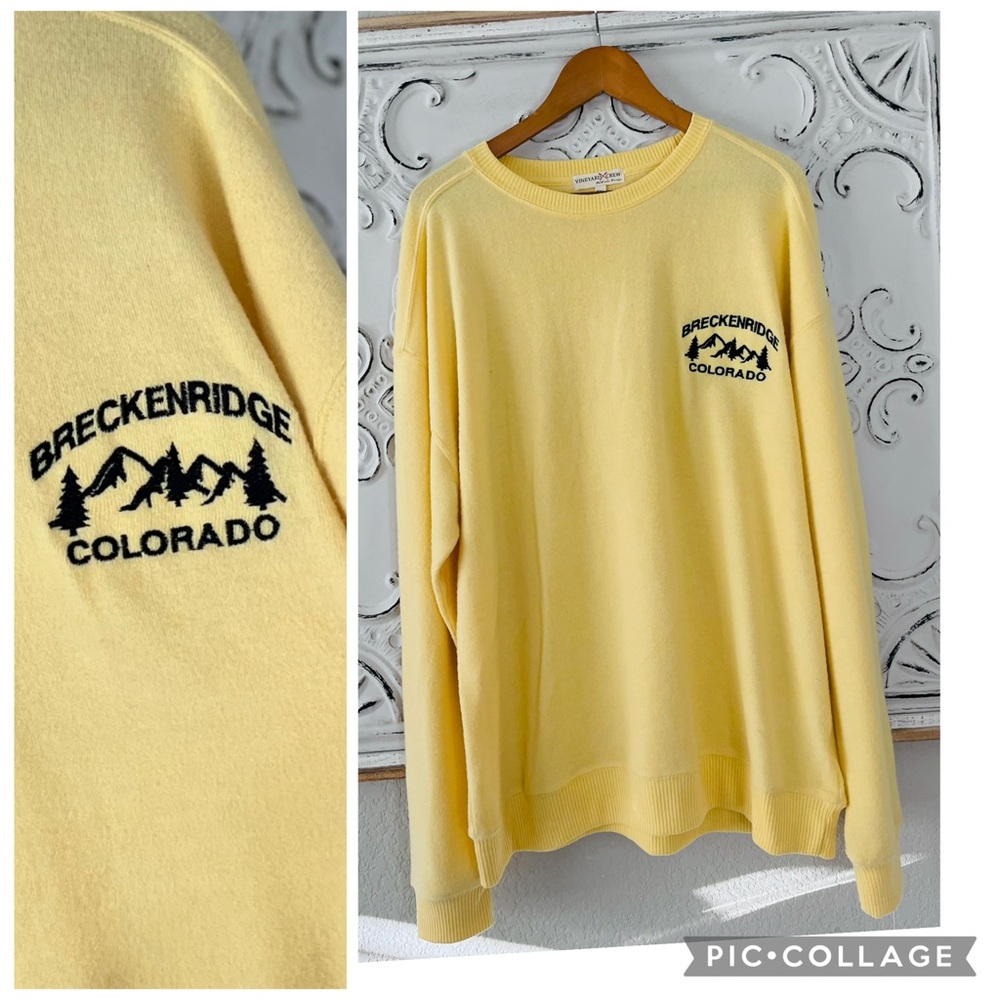 NEW MENS VINEYARD CREW AUTHENTIC VINTAGE BRECKENRIDGE COLORADO FLEECE PULLOVER